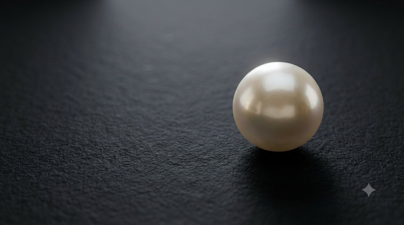 Large photorealistic pearl on a dark surface